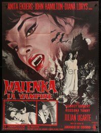 7t571 FANGS OF THE LIVING DEAD French 1p '69 sexy Anita Ekberg, cool vampire art by Jean Mascii!