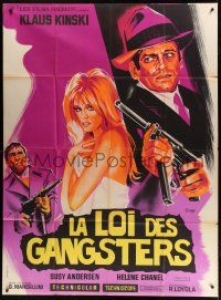 7t594 GANGSTER'S LAW French 1p '69 Belinsky art of Klaus Kinski with gun & sexy half-naked girl!