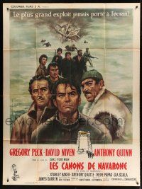 7t615 GUNS OF NAVARONE style A French 1p '61 different art of Peck, Niven & Quinn by Jean Mascii!