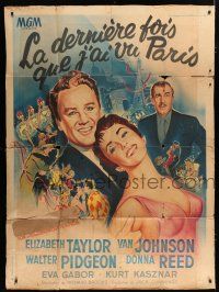 7t679 LAST TIME I SAW PARIS French 1p '54 Soubie art of Liz Taylor, Van Johnson & Walter Pidgeon!