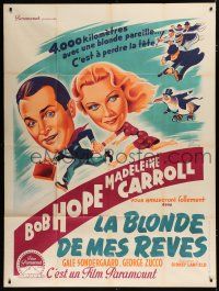 7t730 MY FAVORITE BLONDE French 1p '42 different Grinsson art of Bob Hope & Madeleine Carroll!