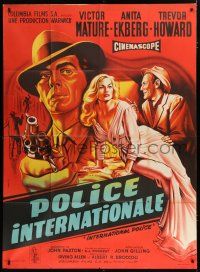 7t758 PICKUP ALLEY style B French 1p R60s different crime art of sexy Anita Ekberg & Victor Mature!