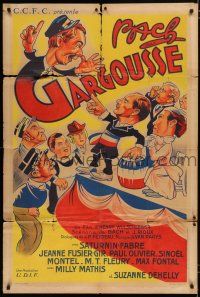 7t428 GARGOUSSE French 31x47 '38 Bach in the title role, wacky political comedy art!