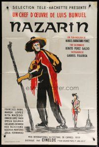 7t430 NAZARIN French 31x47 '59 Luis Bunuel, cool Dovarinoff art of Mexican Catholic priest!