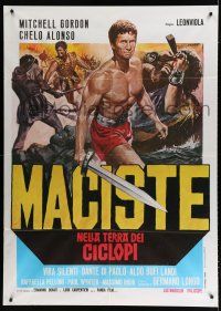 7t312 ATLAS AGAINST THE CYCLOPS Italian 1p R70s different Crovato art of barechested Maciste!