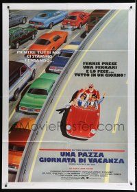 7t338 FERRIS BUELLER'S DAY OFF Italian 1p '87 best different art of Broderick & friends in Ferrari!