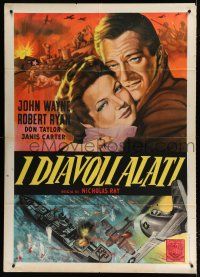 7t341 FLYING LEATHERNECKS Italian 1p R62 different WWII art of John Wayne & Janis Carter!
