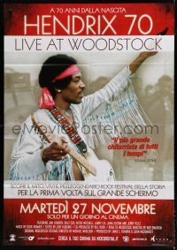7t351 HENDRIX 70 LIVE AT WOODSTOCK advance Italian 1p '12 cool image of Jimi with guitar at concert!