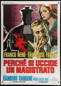 7t410 WHY DOES ONE KILL A MAGISTRATE? Italian 1p '74 art of Nero & Francoise Fabian by Cesselon!
