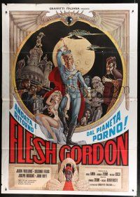 7t275 FLESH GORDON Italian 2p '75 sexy sci-fi spoof, wacky erotic super hero art by George Barr!