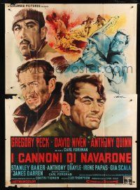 7t279 GUNS OF NAVARONE Italian 2p R60s art of Gregory Peck, David Niven & Quinn by Giorgio Olivetti