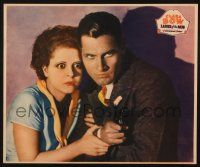 7t004 LADIES OF THE MOB jumbo LC '28 scared Clara Bow protected by Richard Arlen with gun, lost film