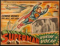 7t246 SUPERMAN FLIES AGAIN Mexican LC '63 artwork of super hero George Reeves in costume!