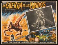 7t251 WAR OF THE WORLDS Mexican LC '53 H.G. Wells classic, great alien scene & border art!