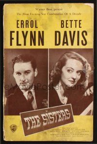 7t150 SISTERS pressbook '38 Errol Flynn & Bette Davis have true love, but have many problems too!