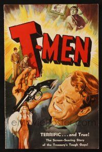 7t161 T-MEN pressbook '48 Anthony Mann film noir, cool art of sexy bad girl & man with gun!