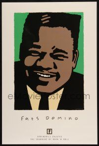 7t044 FATS DOMINO 2-sided 14x21 music poster '97 Schwab artwork of the legendary blues pianist!
