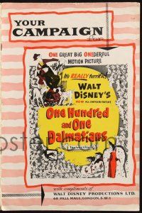 7t140 ONE HUNDRED & ONE DALMATIANS English pressbook '61 classic Walt Disney canine family cartoon!