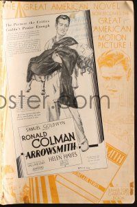 7t096 ARROWSMITH pressbook '31 Ronald Colman, Helen Hayes, directed by John Ford!