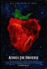 7w041 ACROSS THE UNIVERSE advance DS 1sh '07 Evan Rachel Wood, romance to the Beatles!