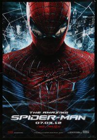 7w047 AMAZING SPIDER-MAN teaser DS 1sh '12 Andrew Garfield in title role over city!
