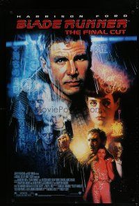7w078 BLADE RUNNER DS 1sh R07 Ridley Scott sci-fi classic, art of Harrison Ford by Drew Struzan!