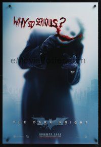 7w138 DARK KNIGHT teaser DS 1sh '08 Heath Ledger as the Joker, why so serious?