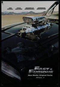7w183 FAST & FURIOUS teaser DS 1sh '09 Vin Diesel, Paul Walker, blown R/T Charger!