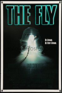 7w198 FLY 1sh '86 David Cronenberg, Jeff Goldblum, cool sci-fi art of telepod by Mahon!