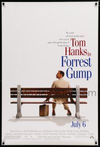 7w201 FORREST GUMP advance DS 1sh '94 Tom Hanks waiting for the bus, Robert Zemeckis!