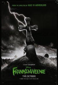 7w205 FRANKENWEENIE teaser DS 1sh '12 Tim Burton, horror image of wacky graveyard!