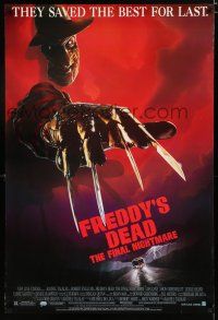 7w207 FREDDY'S DEAD 1sh '91 great art of Robert Englund as Freddy Krueger!