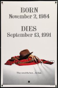 7w208 FREDDY'S DEAD style A teaser DS 1sh '91 cool image of Krueger's sweater, hat, and claws!