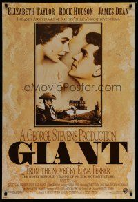 7w228 GIANT DS 1sh R96 James Dean, Elizabeth Taylor, Rock Hudson, directed by George Stevens!
