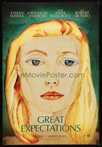 7w244 GREAT EXPECTATIONS style A teaser DS 1sh '98 close-up artwork of Gwyneth Paltrow, Dickens!