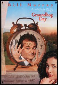 7w254 GROUNDHOG DAY DS 1sh '93 Bill Murray, Andie MacDowell, directed by Harold Ramis!