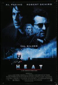 7w267 HEAT 1sh '95 Al Pacino, Robert De Niro, Val Kilmer, Michael Mann directed!