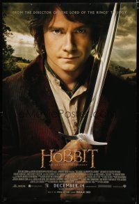 7w277 HOBBIT: AN UNEXPECTED JOURNEY int'l advance DS 1sh '12 Tolkien, Martin Freeman as Bilbo w/Sting!