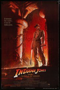 7w304 INDIANA JONES & THE TEMPLE OF DOOM NSS style 1sh '84 full-length art of Harrison Ford by Wolfe