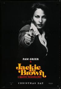 7w317 JACKIE BROWN teaser 1sh '97 Quentin Tarantino, cool image of Pam Grier in title role!