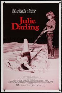7w328 JULIE DARLING 1sh '82 artwork of little girl about to shoot sexy mother in bed!