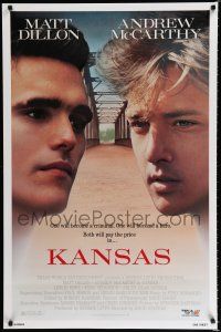 7w333 KANSAS 1sh '88 huge close-up image of Matt Dillon & Andrew McCarthy!