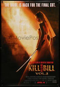7w341 KILL BILL: VOL. 2 advance DS 1sh '04 bride Uma Thurman with katana, Quentin Tarantino!