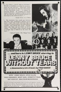 7w385 LENNY BRUCE WITHOUT TEARS 1sh '75 ingenious comedy of great American satirist documentary!