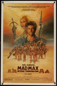7w424 MAD MAX BEYOND THUNDERDOME 1sh '85 art of Mel Gibson & Tina Turner by Richard Amsel