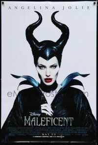 7w429 MALEFICENT advance DS 1sh '14 cool close-up image of sexy Angelina Jolie in title role!