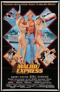 7w430 MALIBU EXPRESS 1sh '85 directed by Andy Sidaris, Salk art of sexy bikini clad girls!