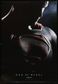 7w433 MAN OF STEEL teaser DS 1sh '13 close-up of Henry Cavill in the title role as Superman!
