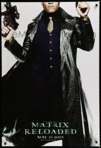 7w011 MATRIX RELOADED teaser DS 1sh '03 cool image of Laurence Fishburne as Morpheus!