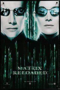 7w009 MATRIX RELOADED teaser 1sh '03 Keanu Reeves & Carrie-Anne Moss as Neo & Trinity!